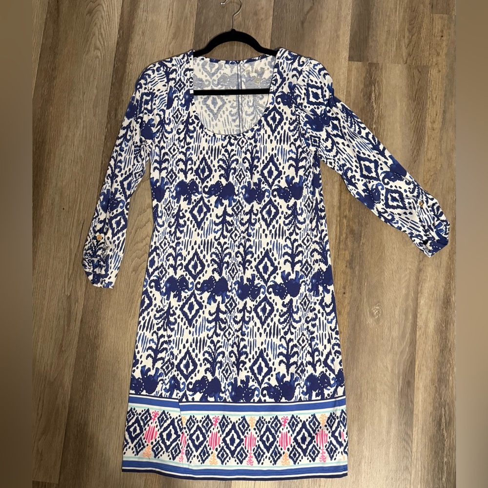 Lilly Pulitzer Womens Blue Ocean Ridge 3/4 sleeve dress